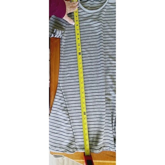 Zara Trafaluc Knit Skater Dress Small Gray Striped Short Sleeve Crew Neck - Picture 12 of 13